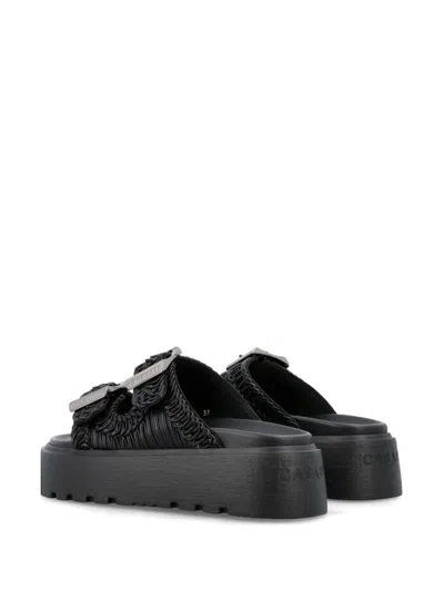 Shop Casadei Birky Ale Sandals With Embroidery And Xl Buckles In Black