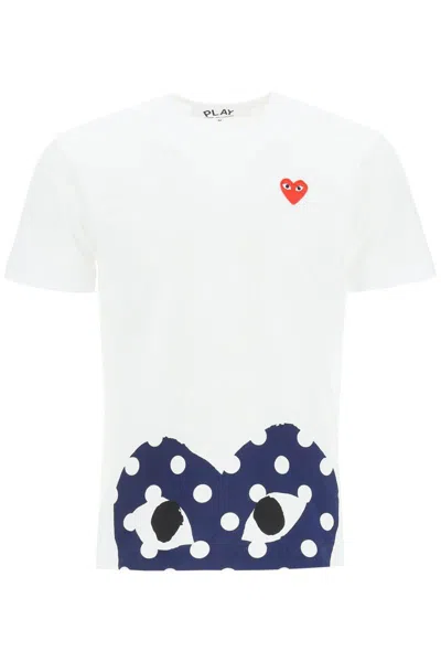 Shop Comme Des Garçons Play Comme Des Garcons Play Heart Polka Dot T-shirt In Multicolor