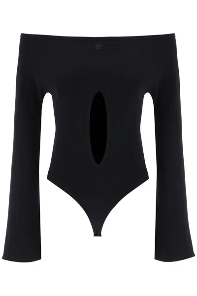 Shop Courrèges Courreges "jersey Body With Cut-out In Black