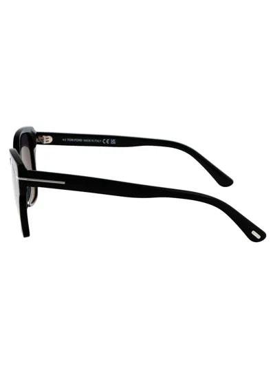 Tom Ford Nora 57mm Gradient Cat Eye Sunglasses In 01d Nero Lucido / Fumo Polar