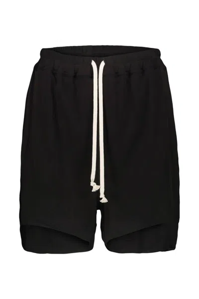Rick Owens Bermuda Shorts With Elastic Waistband And Side Slits In Black