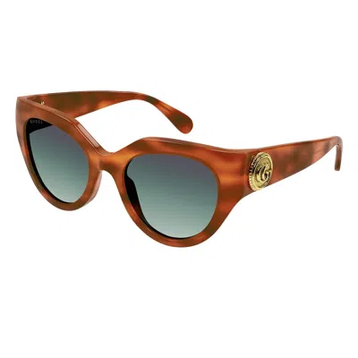 Gucci Eyewear Cat Eye Frame Sunglasses In Havana Havana Green
