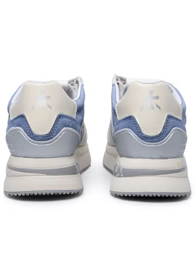 Shop Premiata 'conny' Sneakers In Light Blue Leather And Nylon