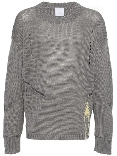 Shop Roa Hemp Crewneck Sweater In Gray