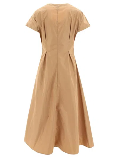 Shop Aspesi Pleated Dress In Beige