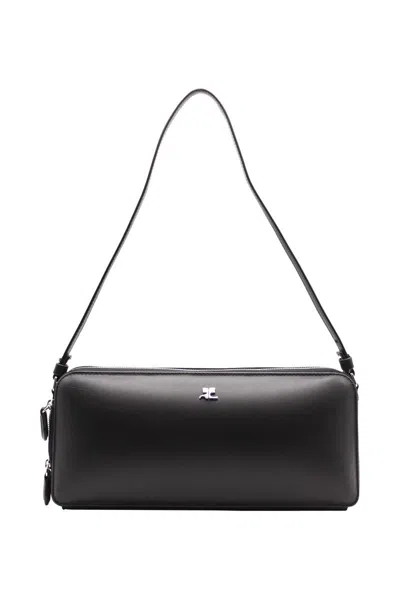 Shop Courrèges Cloud Reflex Leather Baguette Bag Bags In Black