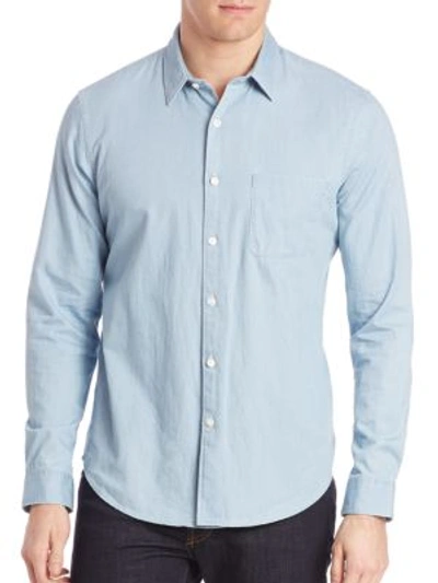 Shop Theory Rammy Arrowsift Solid Slim-fit Shirt In Blue