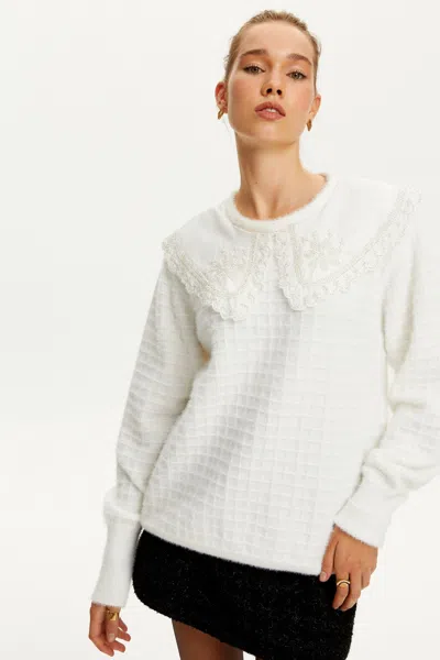 Shop Nocturne Embroidered Sweater In White