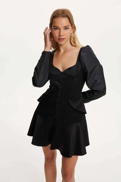 Shop Nocturne Mini Crepe Dress In Black