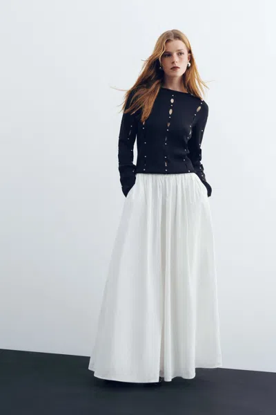 Shop Nocturne Pull-on Maxi Skirt In White