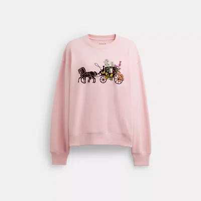 Shop Coach Outlet Garden Floral Horse And Carriage Crewneck In Pink