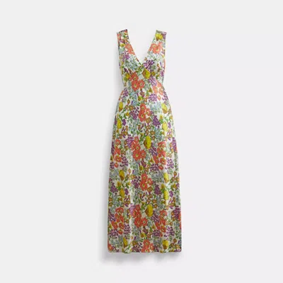 Shop Coach Outlet Garden Floral Print Midi Dress In Multi