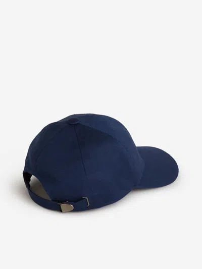 Shop Isaia Linen Baseball Cap In Blue