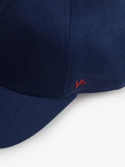 Shop Isaia Linen Baseball Cap In Blue