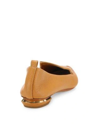 Shop Nicholas Kirkwood Beya Pebbled Leather Point-toe Loafers In Tan