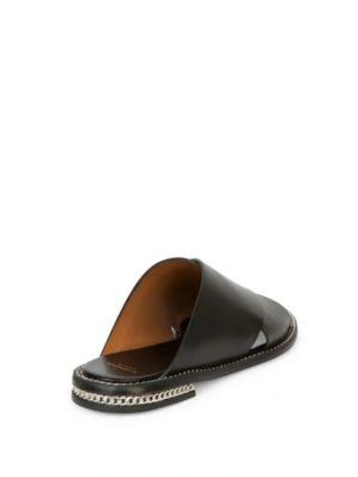Shop Givenchy Chain-trim Leather Crisscross Slides In Black
