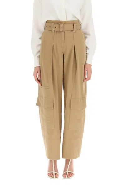 Shop Low Classic Cargo Pants With Matching Belt In Beige