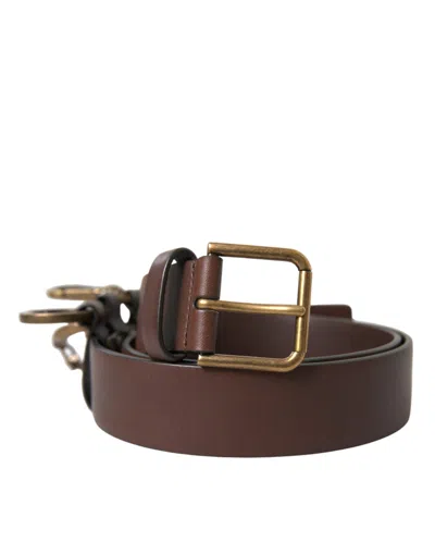 Shop Dolce & Gabbana Elegant Brown Calf Leather Belt - Timeless Men's Accessory