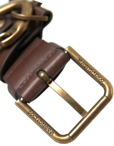 Shop Dolce & Gabbana Elegant Calf Leather Belt With Metal Buckle Men's Closure In Brown