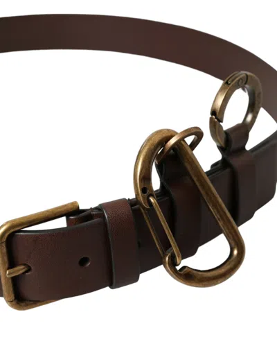 Shop Dolce & Gabbana Elegant Calf Leather Belt With Metal Buckle Men's Closure In Brown