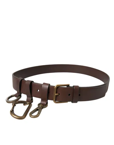 Shop Dolce & Gabbana Elegant Brown Calf Leather Belt - Timeless Men's Accessory