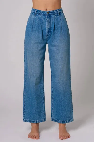 Rolla's Chloe Pleated Wide Leg Jeans In Blue