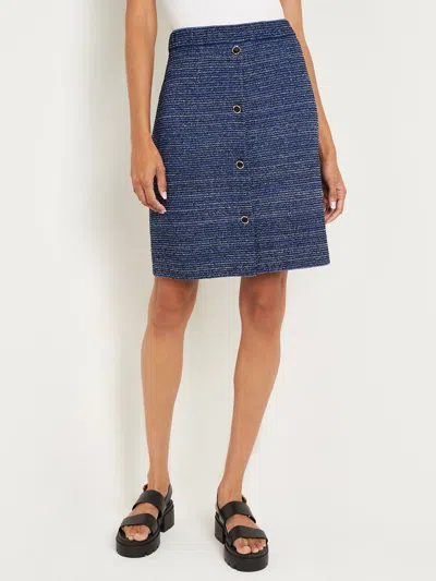 Misook Button-front Shimmer Tweed Knit Mini Skirt In Multi