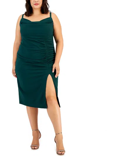 Emerald Sundae Trendy Plus Size Draped Midi Dress In Green