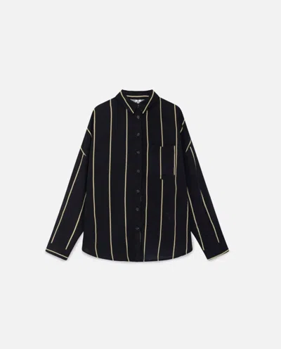 Wild Pony Striped Fluid Shirt In Black In Black
