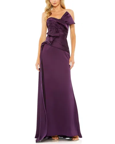 Shop Mac Duggal Strapless Bow Front Detailed Gown In Purple