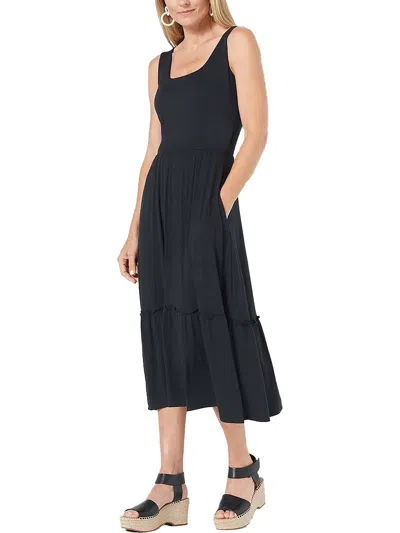 Shop Jason Wu Womens Sleeveless Shirred Hem Midi Dress In Black