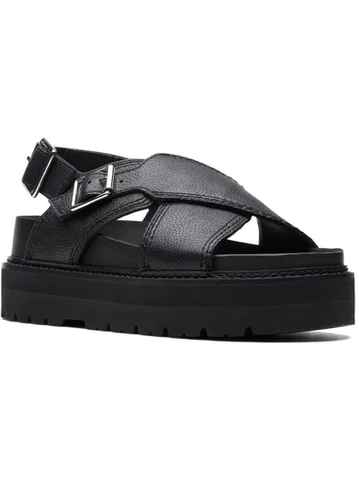 Shop Clarks Orianna Roam Womens Leather Slip On Flatform Sandals In Black