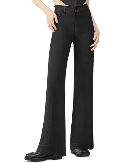 Shop Dl1961 Womens High Rise Coated Wide Leg Jeans In Black