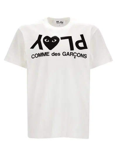 Shop Comme Des Garçons Play Logo Print T-shirt White/black