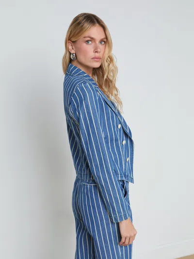 Shop L Agence Wayne Striped Denim Blazer In Denim Stripe