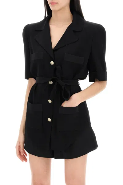 Shop Balmain Short-sleeved Crepe Shirt For Women In Black