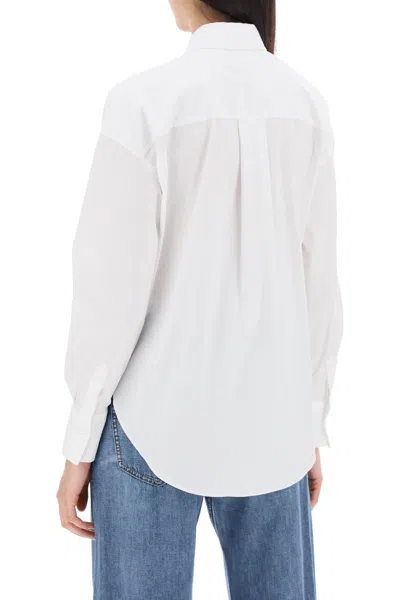 Shop Brunello Cucinelli "shirt With Jewel Detail On The Women In White