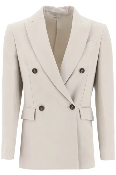 Shop Brunello Cucinelli Twill Jacket With Monile Detail Women In Cream