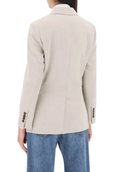 Shop Brunello Cucinelli Twill Jacket With Monile Detail Women In Cream