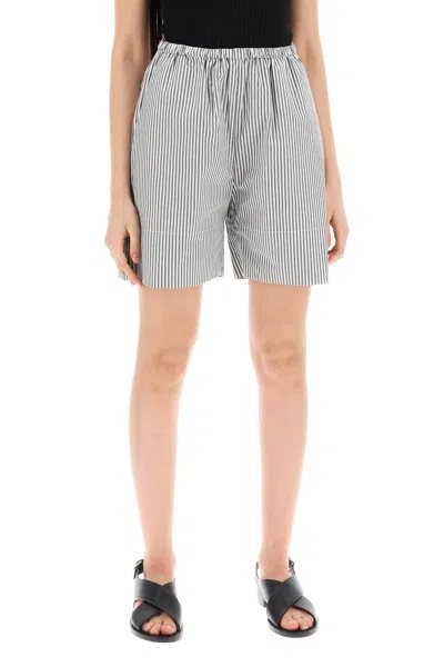 Shop By Malene Birger "striped Siona Organic Cotton Shorts" Women In Multicolor