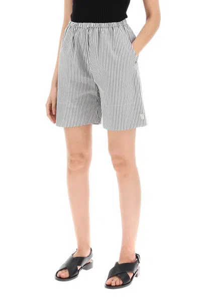Shop By Malene Birger "striped Siona Organic Cotton Shorts" Women In Multicolor