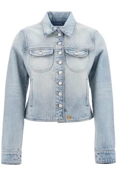 Shop Courrèges Courreges Denim Trucker Jacket For Women In Blue