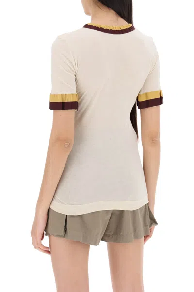 Shop Dries Van Noten "happy Tape T-shirt With Two-tone Women In Cream