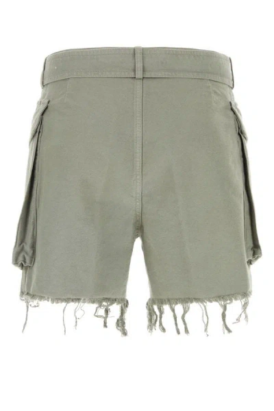 Shop Dries Van Noten Man Grey Cotton Pez Bermuda Shorts In Gray
