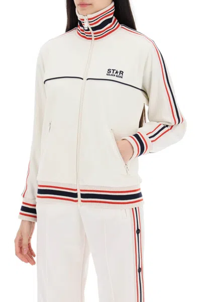 Shop Golden Goose "track Sweatshirt With Contrasting Hem Edges Women In White
