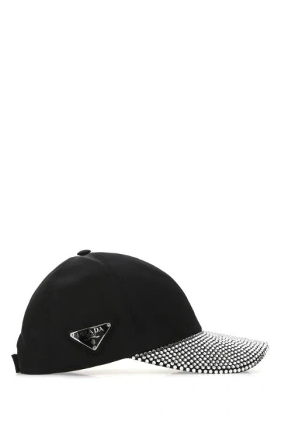 Shop Prada Woman Black Re-nylon Baseball Cap