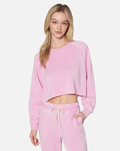 Hyfve Women's Essential Burnout Fleece Crop Crewneck In Pink