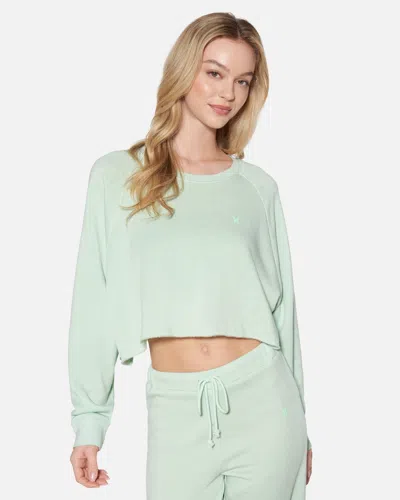 Shop Hyfve Women's Essential Burnout Fleece Crop Crewneck T-shirt In Mint