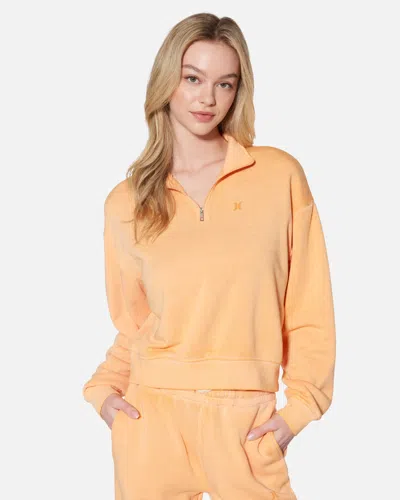 Hyfve Women's Essential Burnout Fleece Half Zip Sweatshirt In Orange