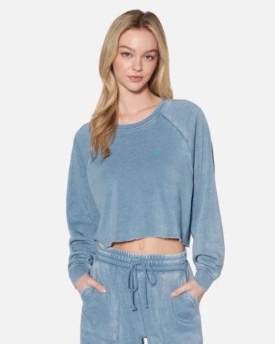 Shop Hyfve Women's Essential Burnout Fleece Crop Crewneck T-shirt In Gray Blue